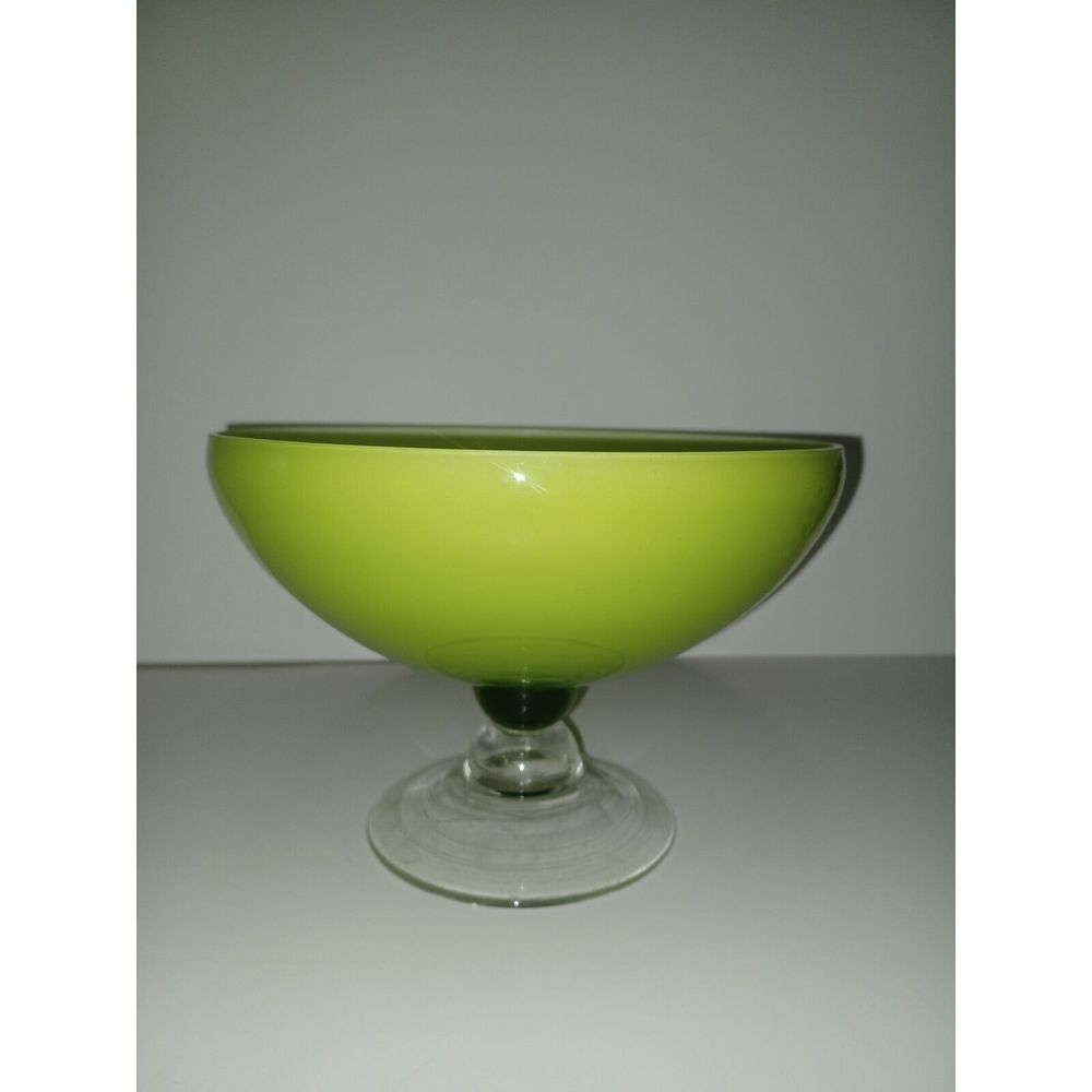 Green‎ Glass Vase Serving Bowl Compote Gorgeous Designs China Clear Base